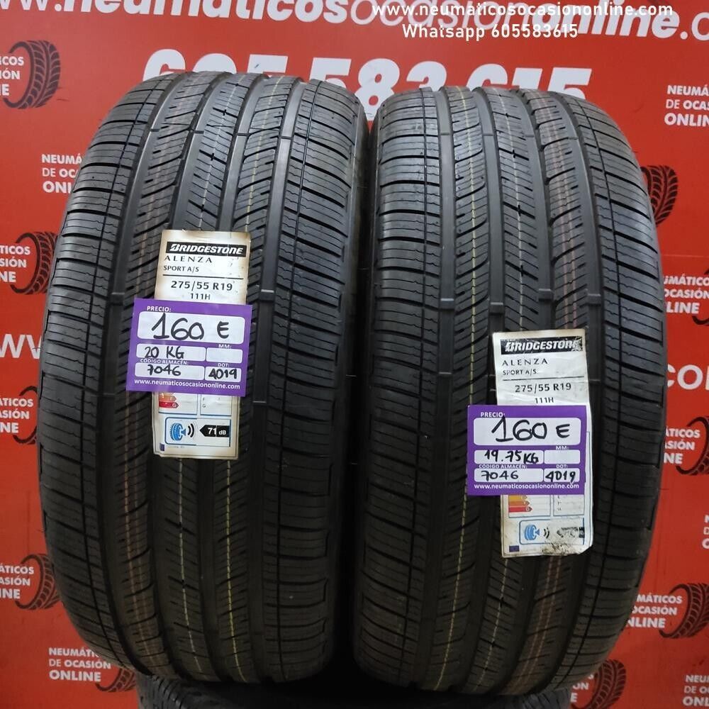 [Ref.7046] 2x 275 55 R19 111H 8.0/8.0mm Bridgestone Alenza Sport A/S Ref.7046