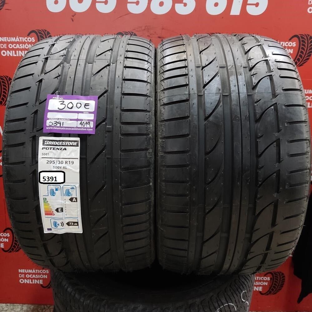 [Ref.5391] 2x 295 30 R19 100Y XL 8.0/8.0mm Bridgestone Potenza S001 Ref.5391