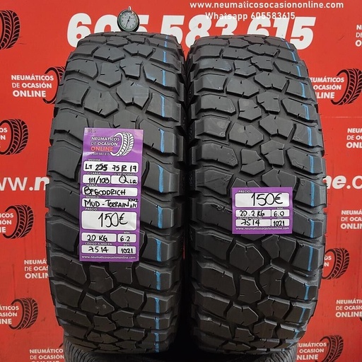 [Ref.7514] [Ref.7514] 2x LT255 75 R17 111/108Q LR M+S 6.2/6.0mm BFGoodrich MUD-Terrain KM2A/T Ref.7514