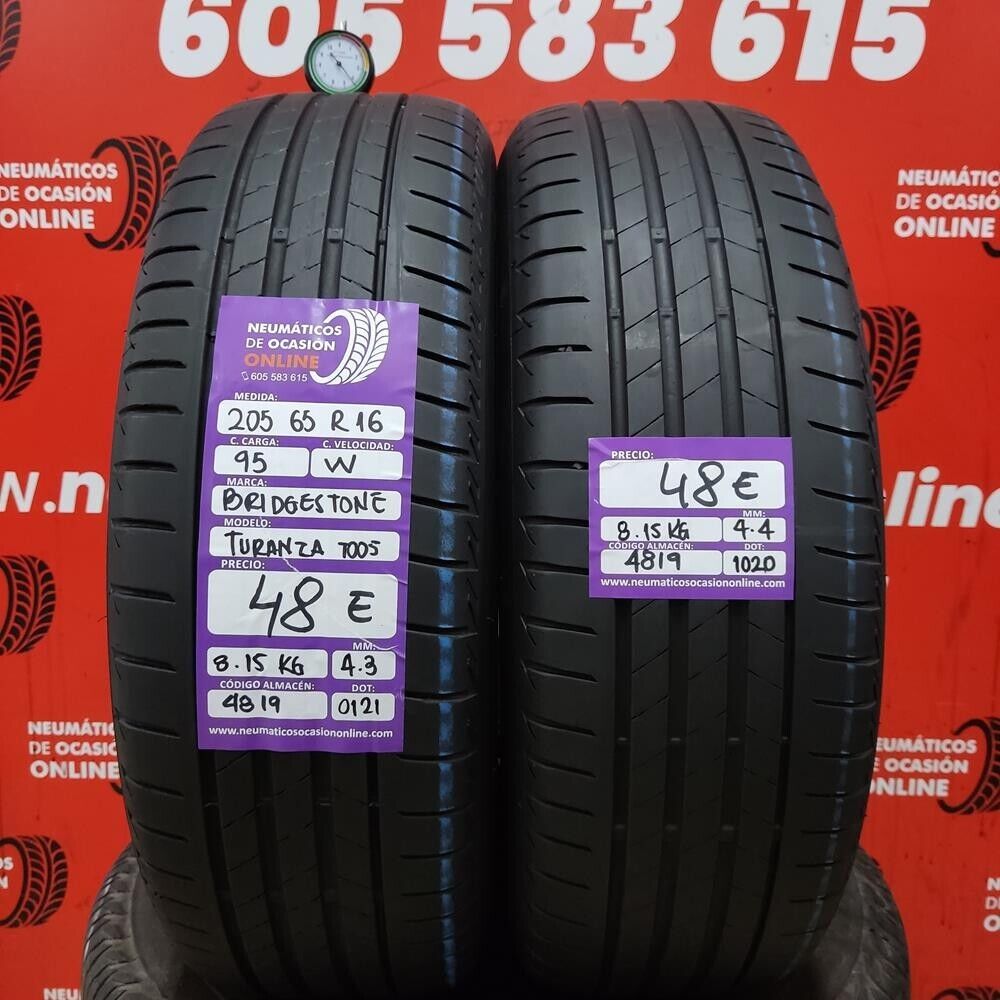 2x 205 65 R16 95W 4.3/4.4mm Bridgestone Turanza Too5 Ref.4819