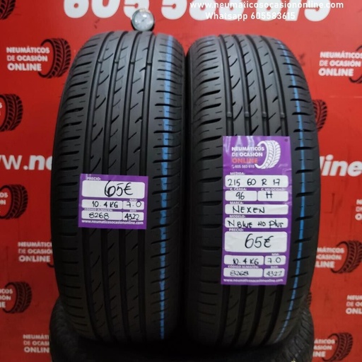 [Ref.8268] 2x 215 60 R17 96H 7.0/7.0 Nexen NBlue HD Plus Ref.8268