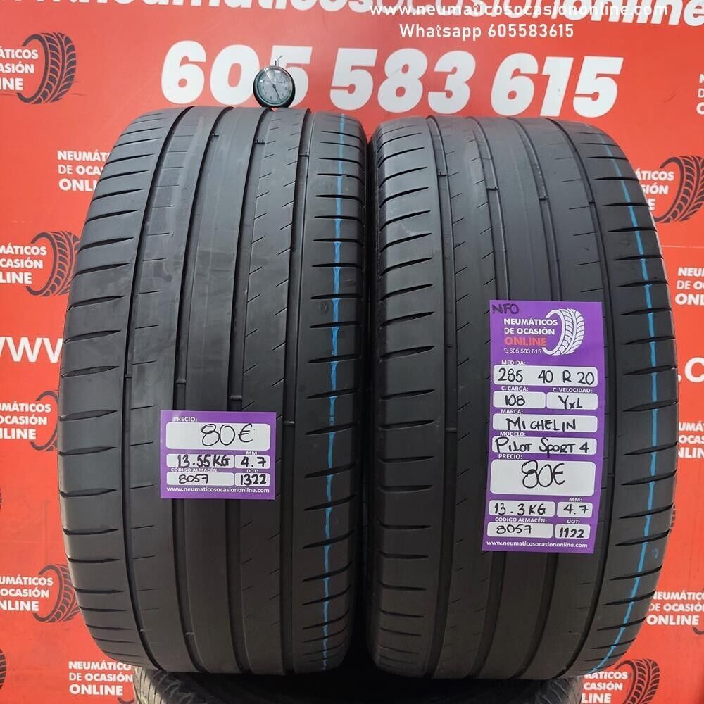 [Ref.8057] 2x 285 40 R20 108Y XL 4.7/4.7 mm Michelin Pilot Sport 4 NFO Ref.8057