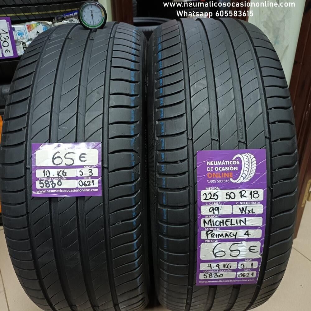 [Ref.5830] 2x 225 50 R18 99W XL 5.3/5.1 mm Michelin Primacy 4 Ref.5830