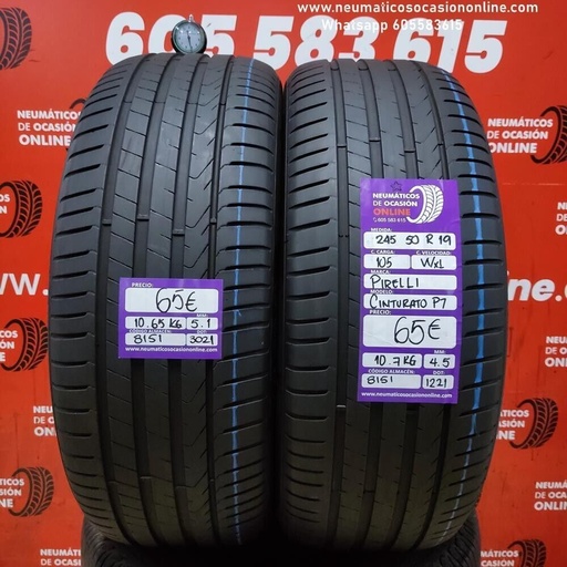 [Ref.8151] [Ref.8151] 2x 245 50 R19 105W XL 5.1/4.5 mm Pirelli Cinturato P7 Ref.8151