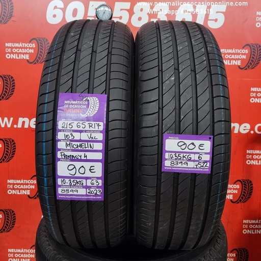 [Ref.8399] [Ref.8399] 2x 215 65 R17 103V XL 6.3/6.0 mm Michelin Primacy 4 S2 Ref.8399