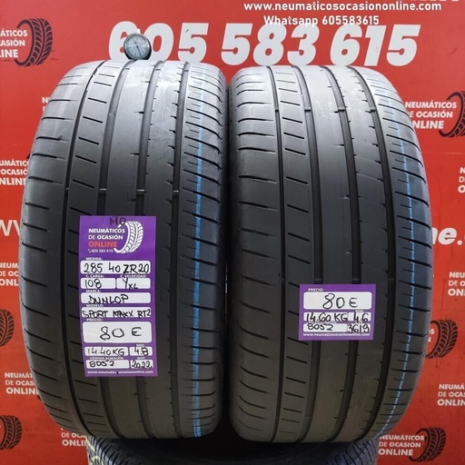 [Ref.8052] [Ref.8052] 2x 285 40 Z R20 108Y XL 4.8/4.6 mm Dunlop Sport Maxx RT2 MO Ref.8052