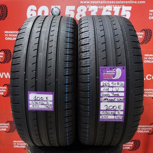 [Ref.8112] 2x 265 50 R20 111V 4.0/4.0 mm GoodYear Efficient Grip SUV 4*4 M+S Ref.8112