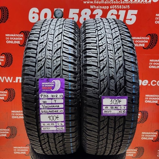 [Ref.8550] [Ref.8550] 2x 255 70 R17 110T 7.7/7.6 mm Yokohama Geolandar A/T M+S Ref.8550