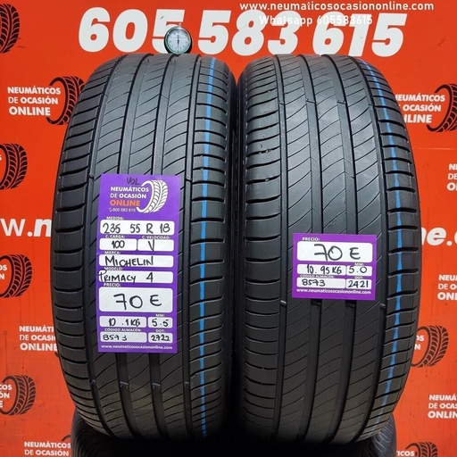 [Ref.8573] 2x 235 55 R18 100V 5.5/5.0 mm Michelin Primacy 4 VOL Ref.8573