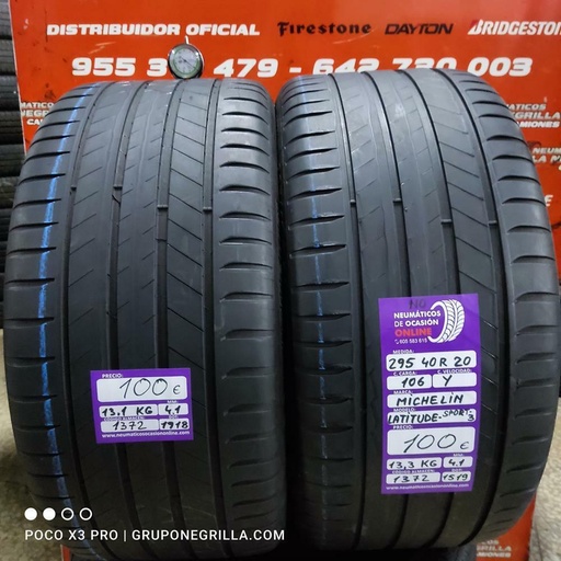 [Ref.1372] [Ref.1372] 2 X 295 40 R 20 106Y N0 4.1/4.1mm Michelin Latitude Sport3 Ref. 1372