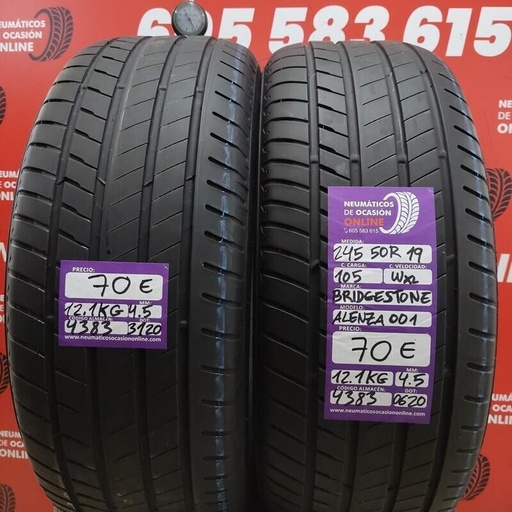 [Ref.4383] [Ref.4383] 2x 245 50 R19 105W XL 4.5/4.5mm Bridgestone Alenza 001 Ref.4383