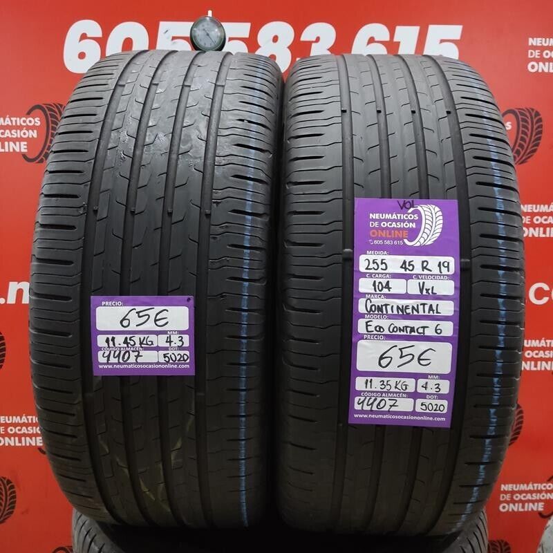 2x 255 45 R19 104V XL 4.3/4.3mm Continental Eco Contact6 VOL Ref.4407