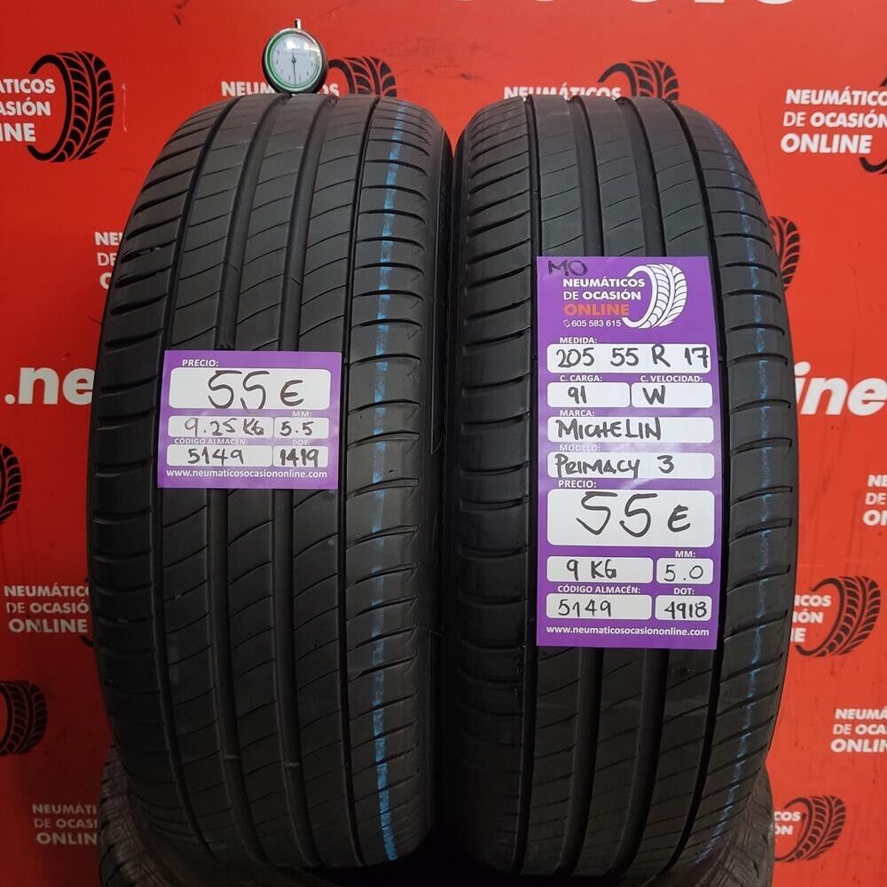 [Ref.5149] 2x 205 55 R17 91W MO 5.5/5.0mm Michelin Primacy 3 Ref.5149