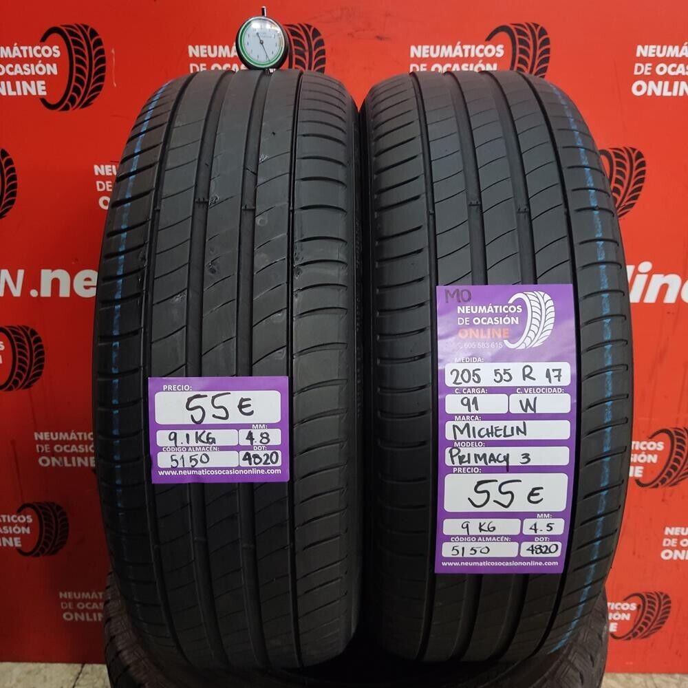 2x 205 55 R17 91W MO 4.8/4.5mm Michelin Primacy 3 Ref.5150