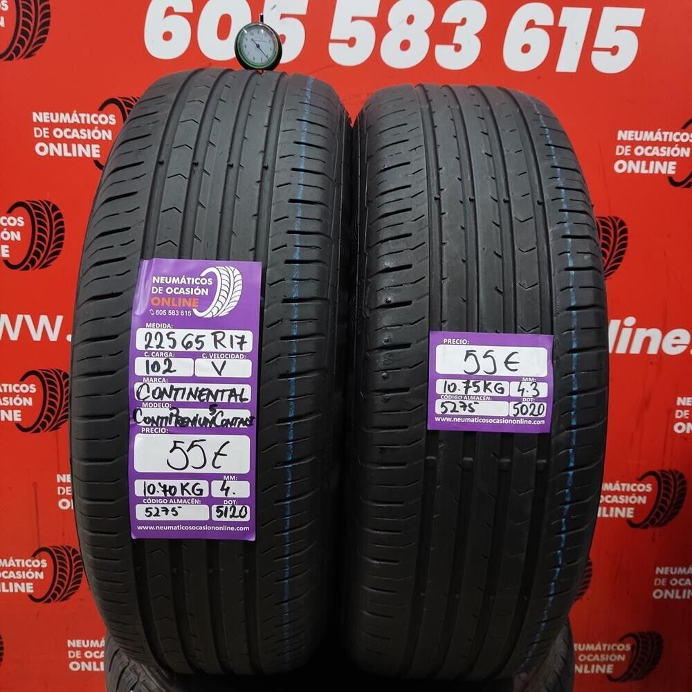 [Ref.5275] 2x 225 65 R17 102V 4.0/4.3mm Continental Conti Premium Contact5 Ref.5275