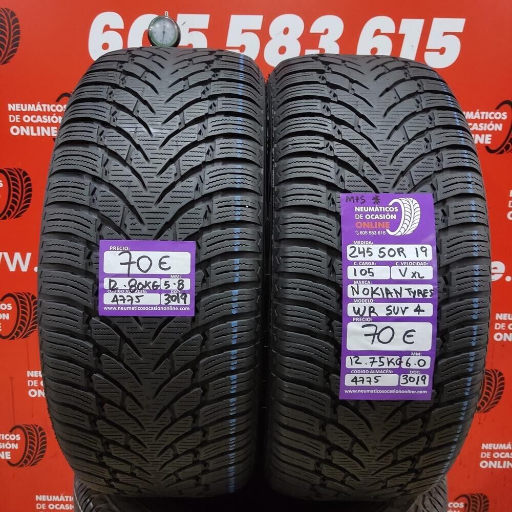 2x 245 50 R19 105V XL M+S 5.8/6.0mm Nokian Tyres WR SUV 4 Ref.4775