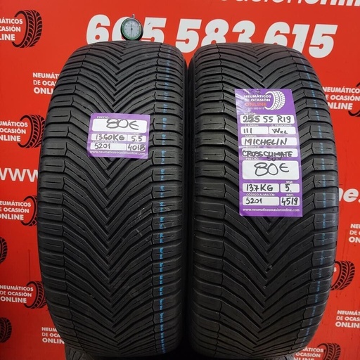 [Ref.5201] 2x 255 55 R19 111W XL M+S 5.5/5.0mm Michelin Cross Climate SUV Ref.5201