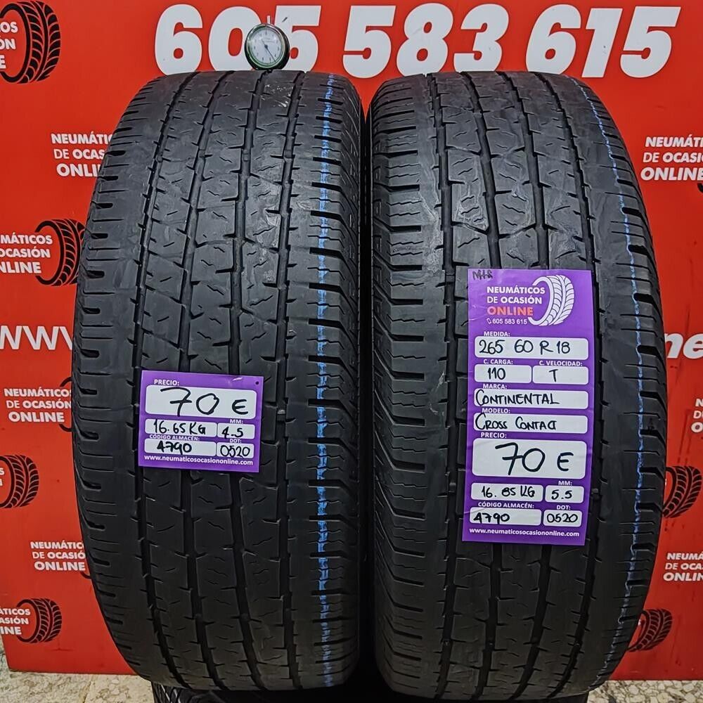 2x 265 60 R18 110T M+S 4.5/5.5mm Continental Cross Contact Ref.4790