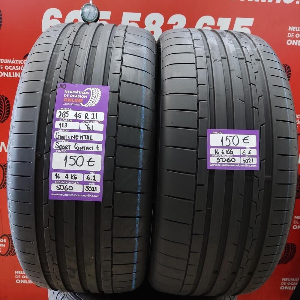 2x 285 45 R21 113Y XL AO 6.2/6.6mm Continental Sport Contact 6 Ref.5060