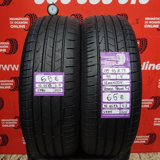 [Ref.5794] [Ref.5794] 2x 215 65 R17 99V 6.0/6.2mm Hankook Ventus Prime 3X Ref.5794