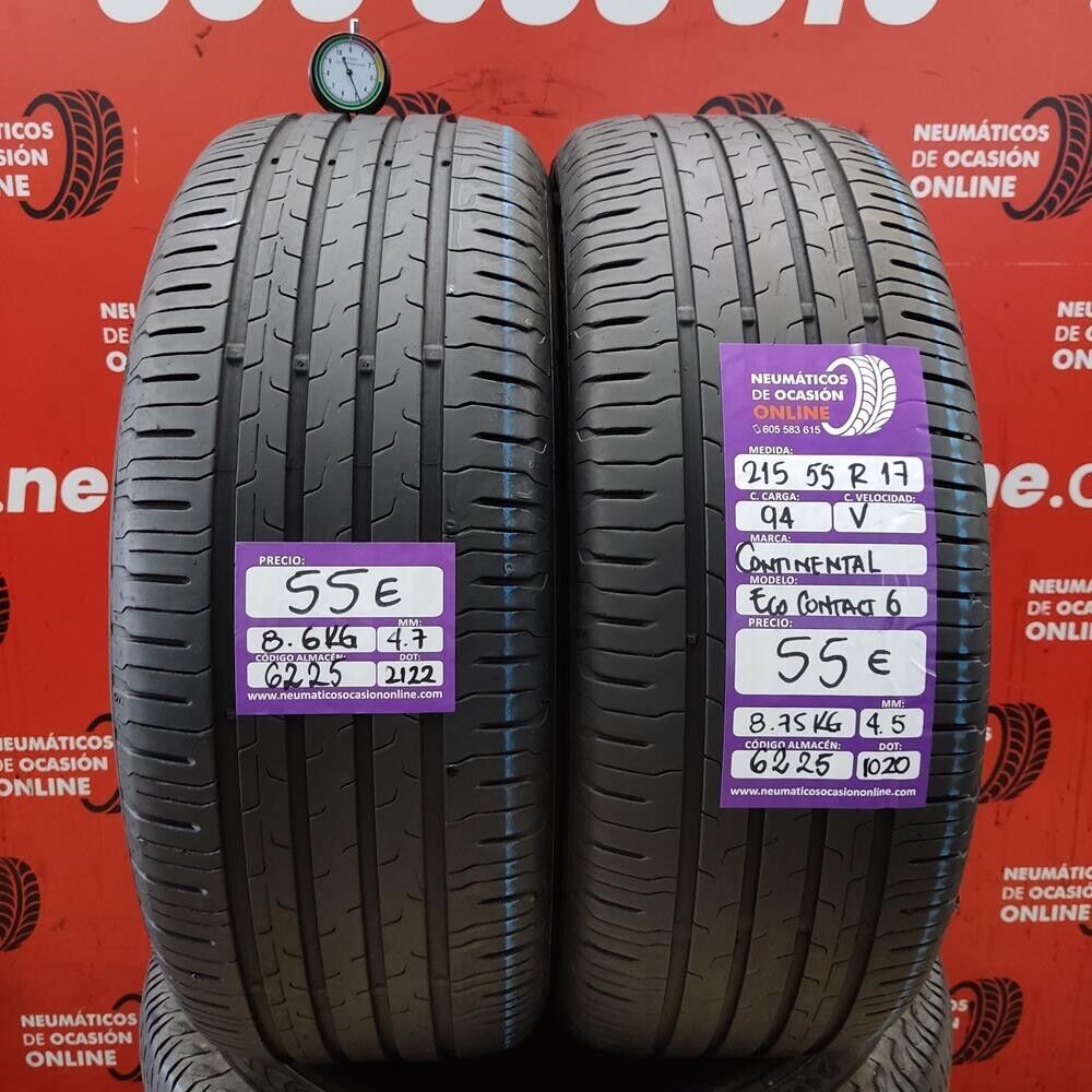 2x 215 55 R17 94V 4.7/4.5mm Continental Eco Contact 6 Ref.6225