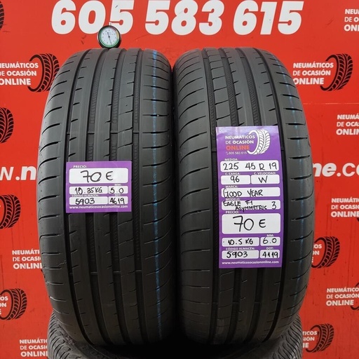 [Ref.5903] [Ref.5903] 2x 225 45 R19 96W 5.0/6.0mm Goodyear Eagle F1 Asymmetric 3 Ref.5903