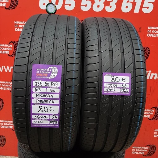 [Ref.5946] [Ref.5946] 235 50 R19 103V XL 5.4/5.9mm Michelin Primacy 4 (VENTA 1 UNIDAD) Ref.5946