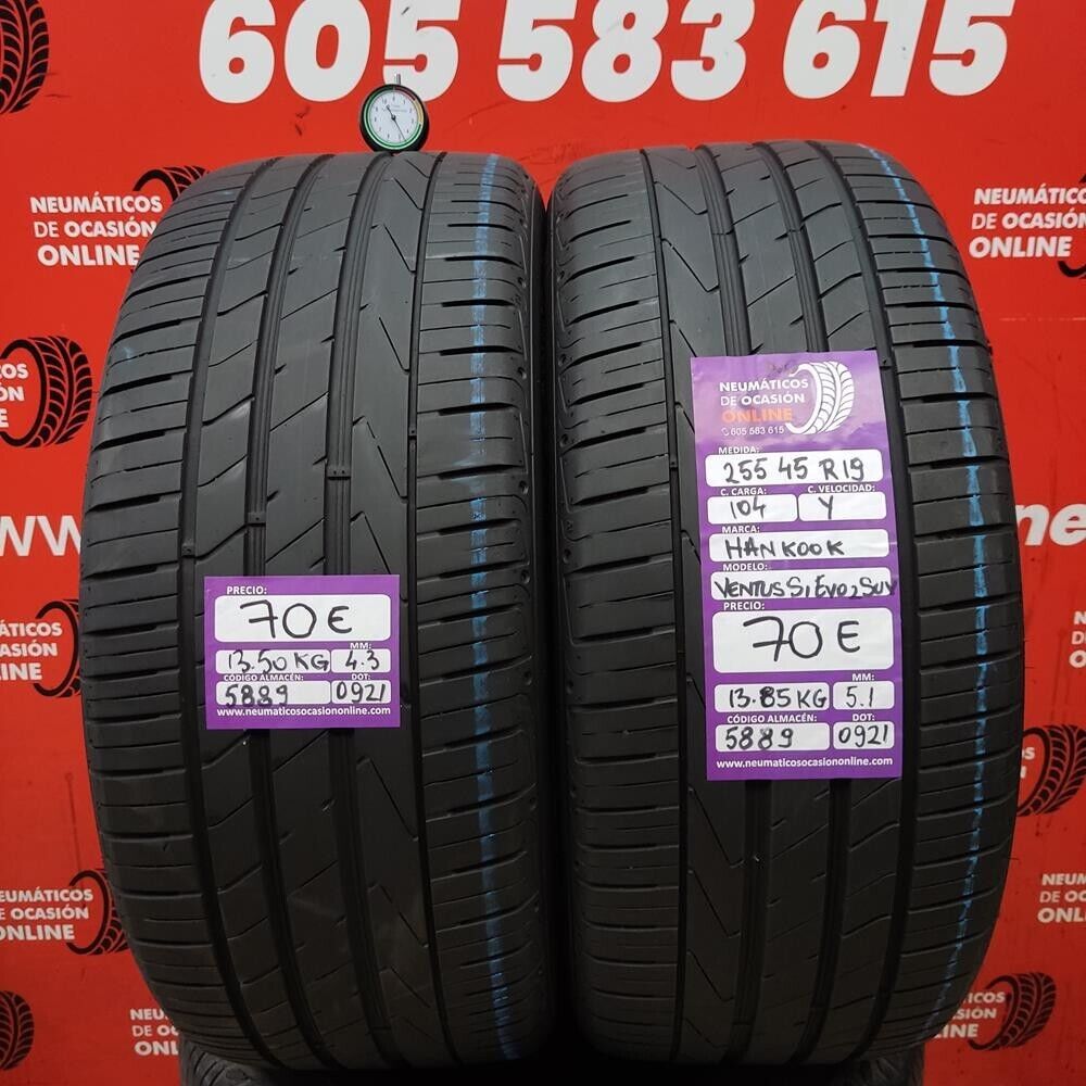 2x 255 45 R19 104Y 4.3/5.1mm Hankook Ventus S1 Evo 2 SUV Ref.5889