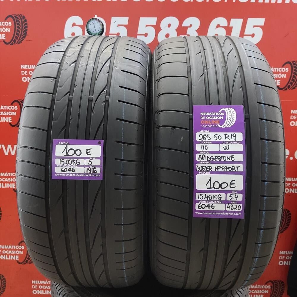 [Ref.6046] 2x 265 50 R19 110W 5.0/5.4mm Bridgestone Dueler HP Sport Ref.6046