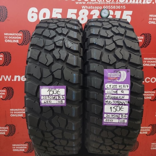 [Ref.6310] [Ref.6310] 2x LT255 75 R17 111/108Q M+S 8.4/8.6mm BFGoodrich MUD-Terrain T/A KM2 Ref.6310