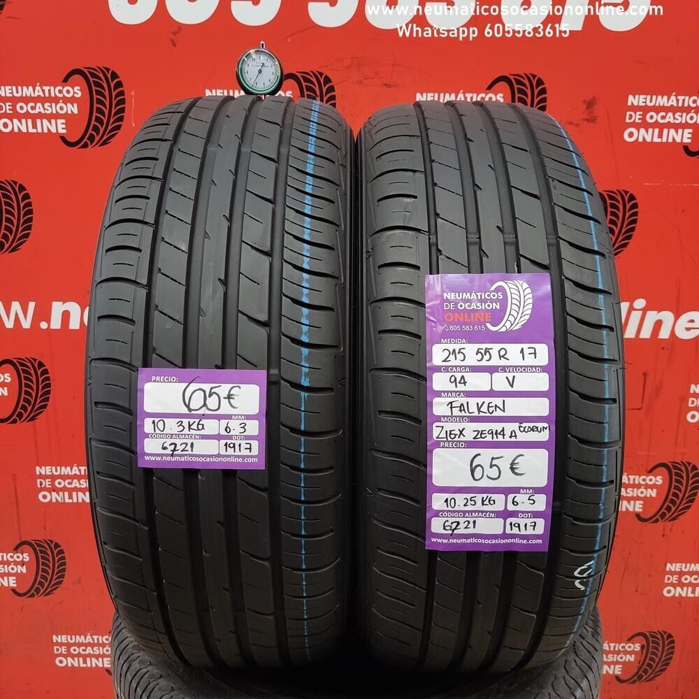 2x 215 55 R17 94V 6.3/6.5mm Falken Ziex ZE914 A Ref.6721