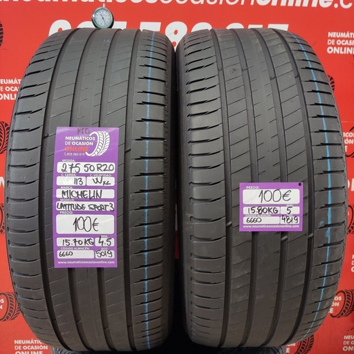 [Ref.6660] [Ref.6660] 2x 275 50 R20 113W XL MO 4.5/5.0mm Michelin Latitude Sport 3 Ref. 6660