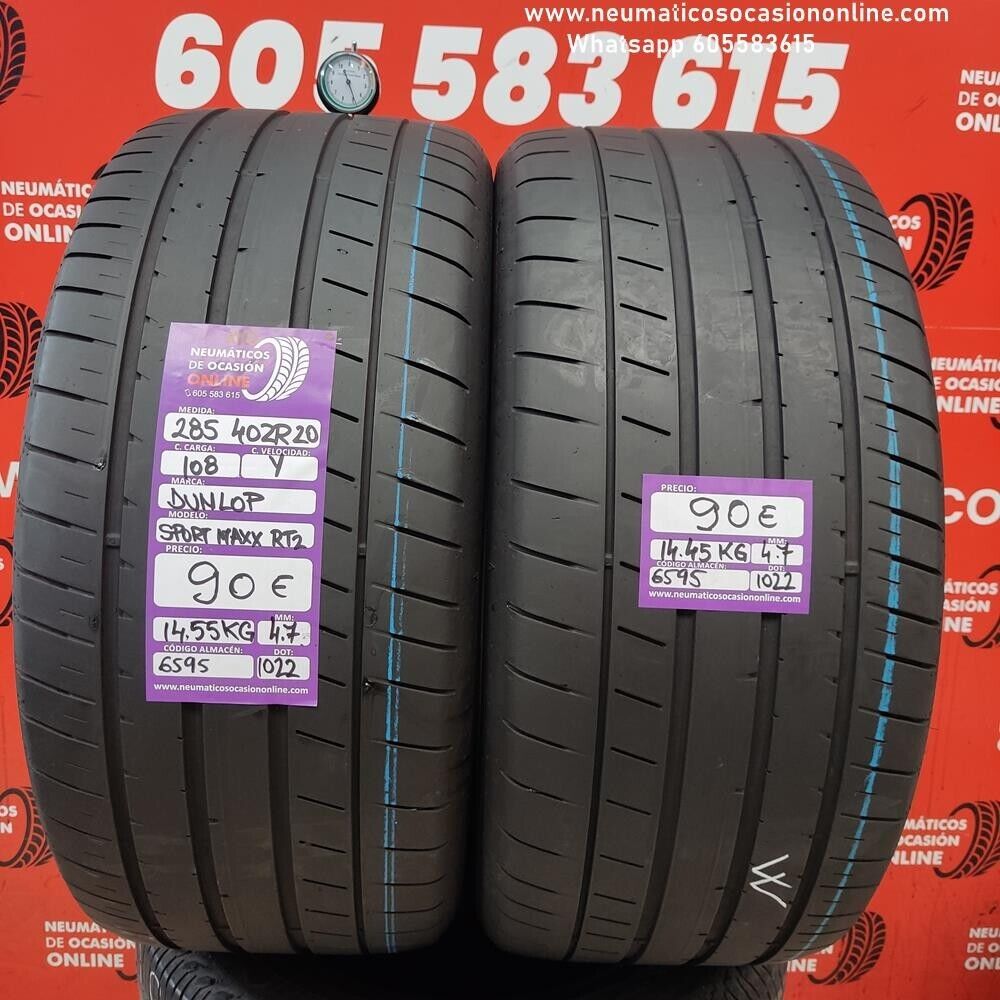 [Ref.6595] 2x 285 40 R20 108Y 4.7/4.7mm Dunlop Sport Maxx RT2 Ref.6595