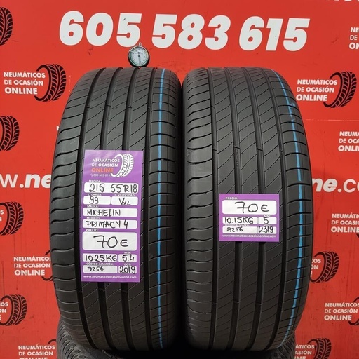 [Ref.7256] [Ref.7256] 2x 215 55 R18 99V XL 5.4/5.0mm Michelin Primacy 4 Ref.7256