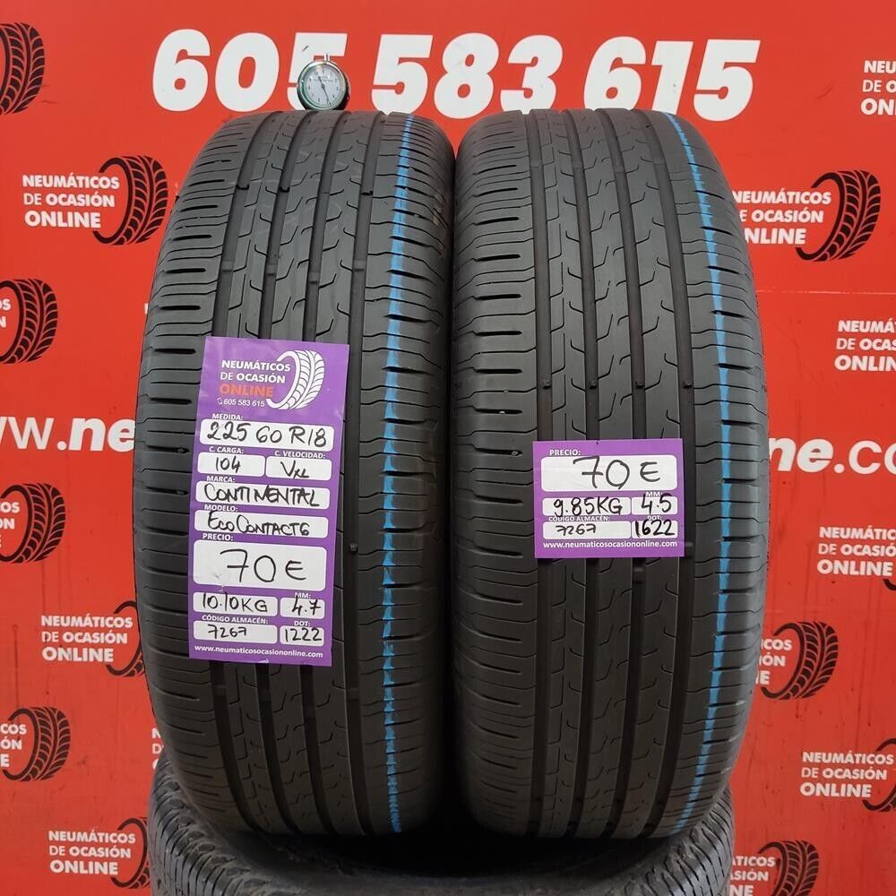 2x 225 60 R18 104V XL 4.7/4.5mm Continental Eco Contact 6 Ref.7267