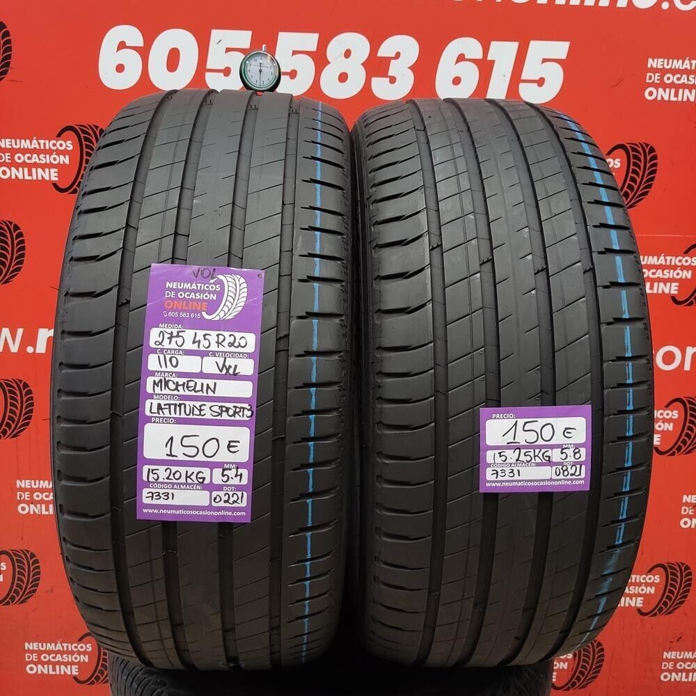 2x 275 45 R20 110V XL VOL 5.4/5.8mm Michelin Latitude Sport 3 Ref.7331