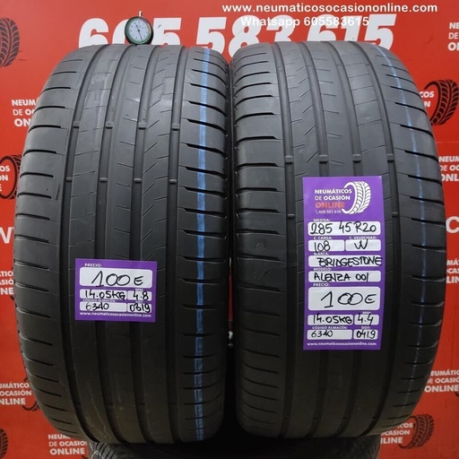 [Ref.6340] [Ref.6340] 2x 285 45 R20 108W 4.8/4.4mm Bridgestone Alenza 001 Ref.6340