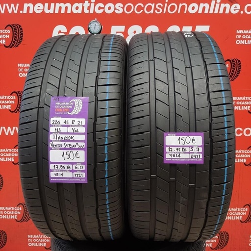 [Ref.7314] [Ref.7314] 2x 285 45 R21 113Y XL AO 6.0/5.7mm Hankook Ventus S1 Evo 3 SUV Ref.7314