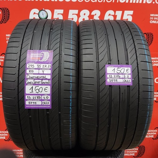 [Ref.5799] 2x 295 35 R21 103Y 5.0/5.2mm Continental Conti Sport Contact 5 Ref.5799