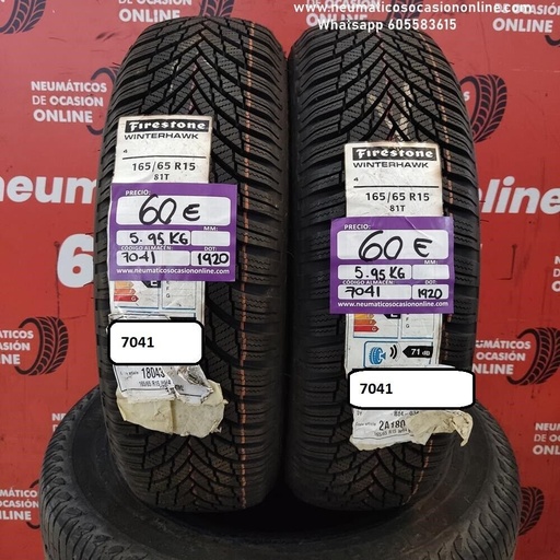 [Ref.7041] [Ref.7041] 2x 165 65 R15 81T 8.0/8.0mm Firestone Winterhawk 4 Ref.7041