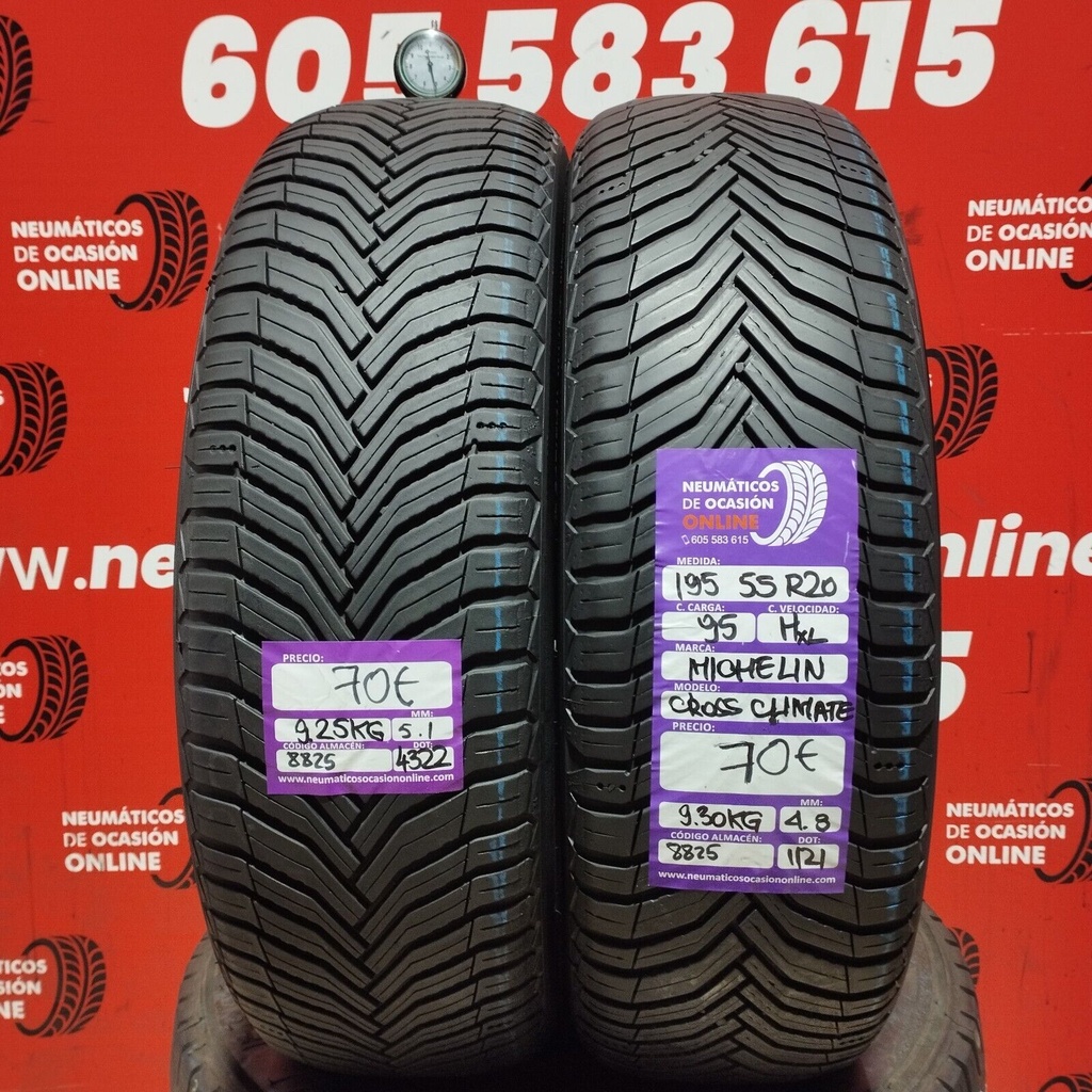 [Ref.8825] 2x 195 55 R20 95H XL 5.1/4.8 mm Michelin Cross Climate Ref.8825