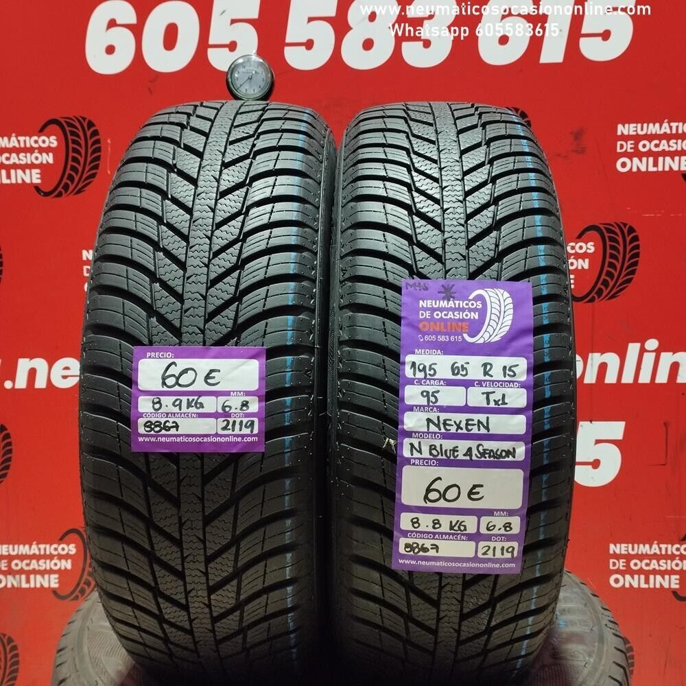 [Ref.8867] 2x 195 65 R15 95T XL 6.8/6.8 mm Nexen N Blue 4 Season M+S Ref.8867