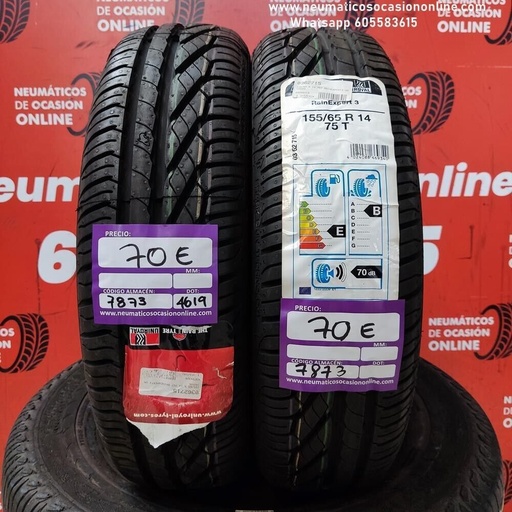 [Ref.7873] 2x 155 65 R17 75T Uniroyal Reain Expert 3 DOT 4619/4619 (Sin Uso)   Ref.7873