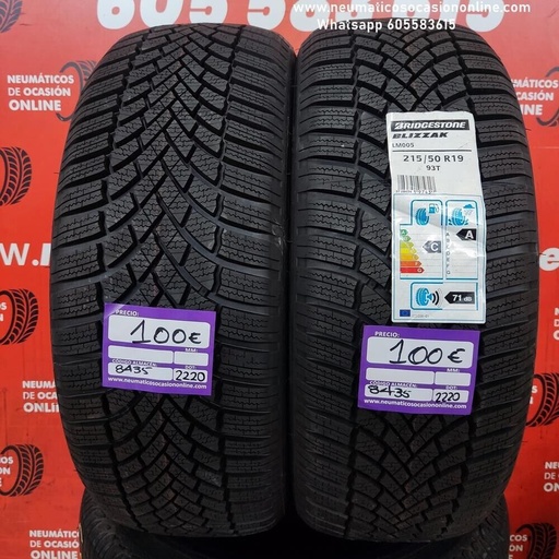 [Ref.8435] [Ref.8435] 2x 215 50 R19 93T Bridgestone Blizzak LM005 DOT 2220/2220 (Sin Uso) Ref.8435