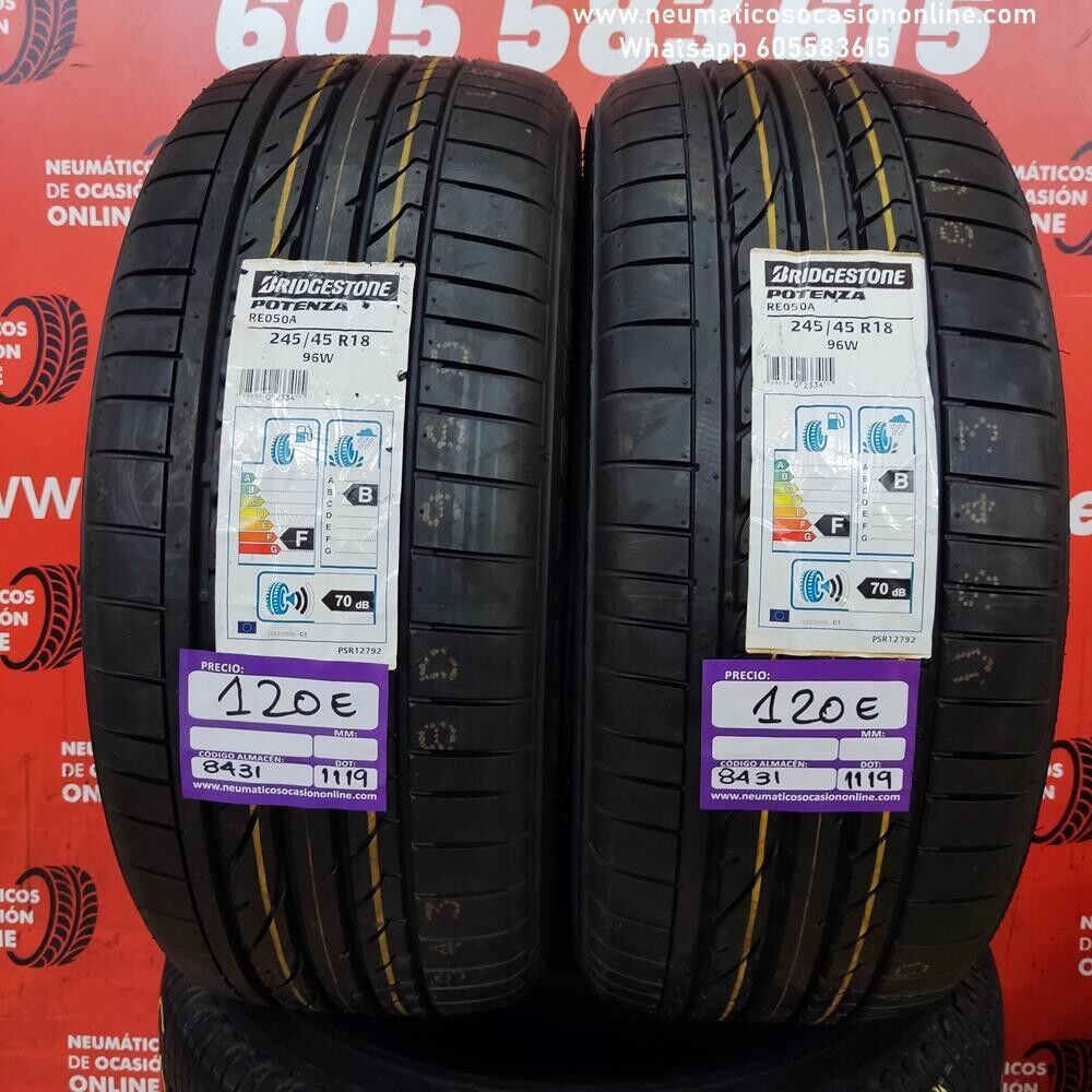 [Ref.8431] 2x 245 45 R18 96W Bridgestone Potenza RE050A DOT 1119/1119 (SIN USO) ref:8431