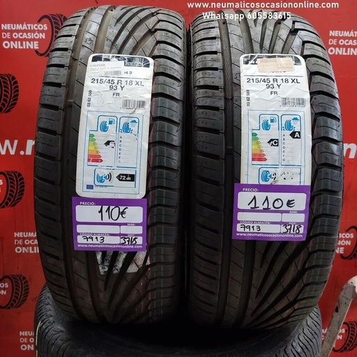 [Ref.7913] 2x 215 45 R18 93Y Uniroyal Rain Expert 3 DOT 3718/3718 (Sin Uso)  Ref.7913