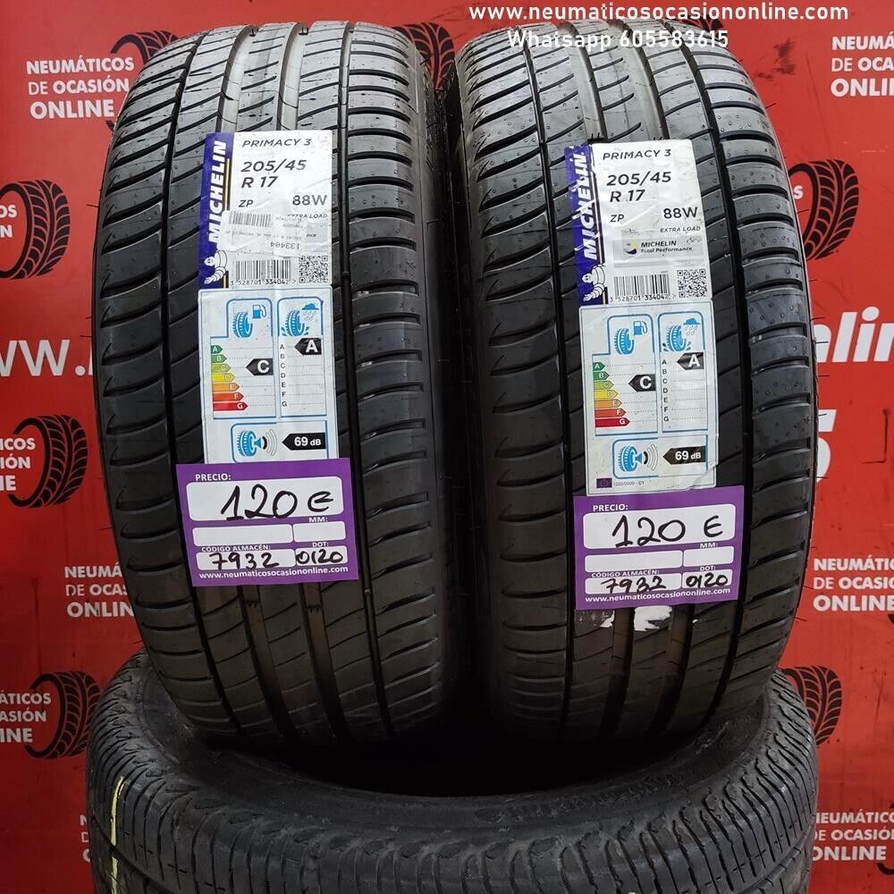 [Ref.7932] 2x 205 45 R17 88W Michelin Primacy 3 DOT 0120/0120 (Sin Uso) Ref.7932