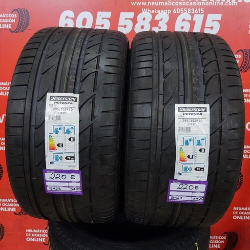 [Ref.8423] [Ref.8423] 2x 295 35 R20 101Y Bridgestone Potenza S001 DOT 3420/3420 (Sin Uso) Ref.8423