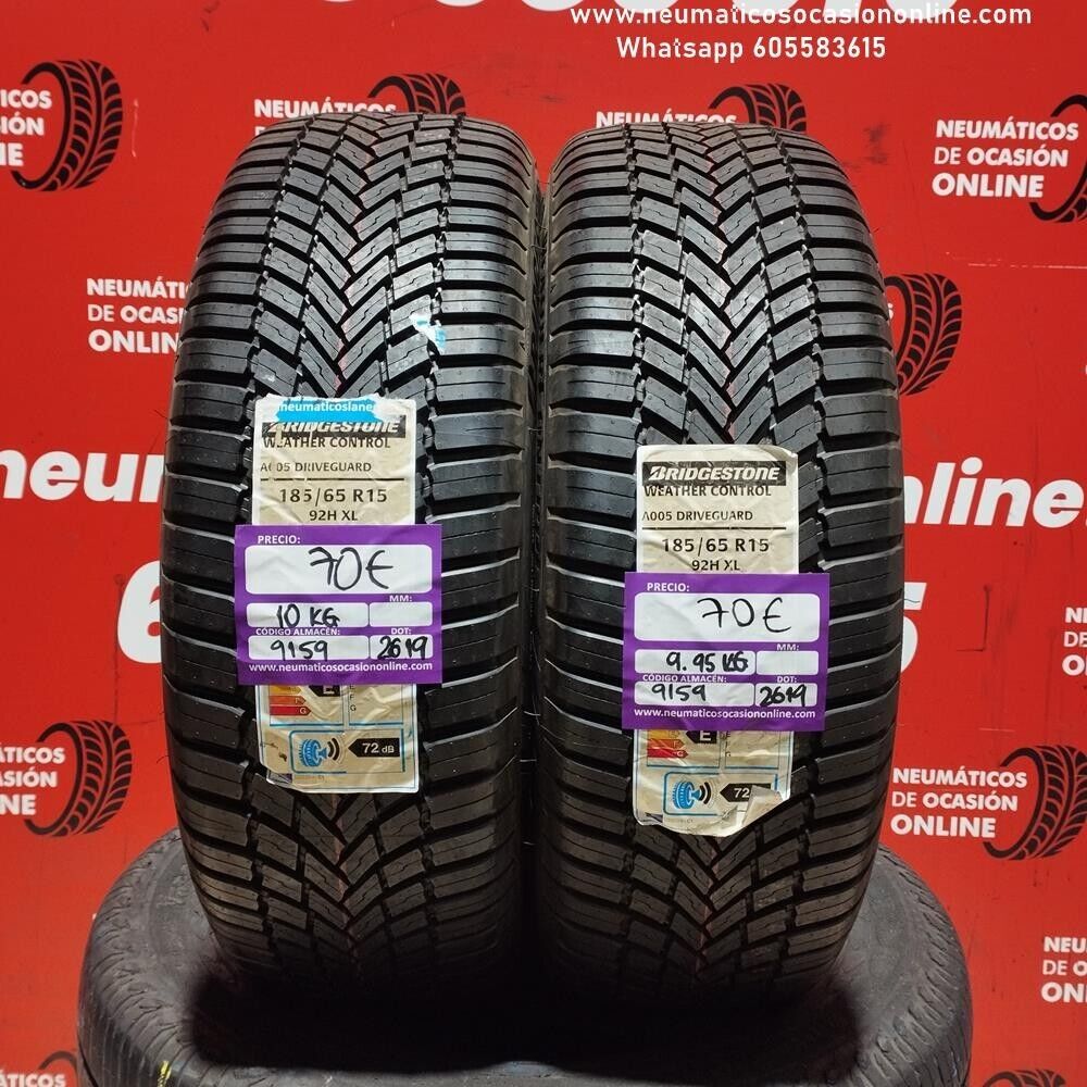 [Ref.9159] 2x 185 65 R15 92H XL Bridgestone Weather Control A005 DOT:2619  (Sin Uso) Ref.9159