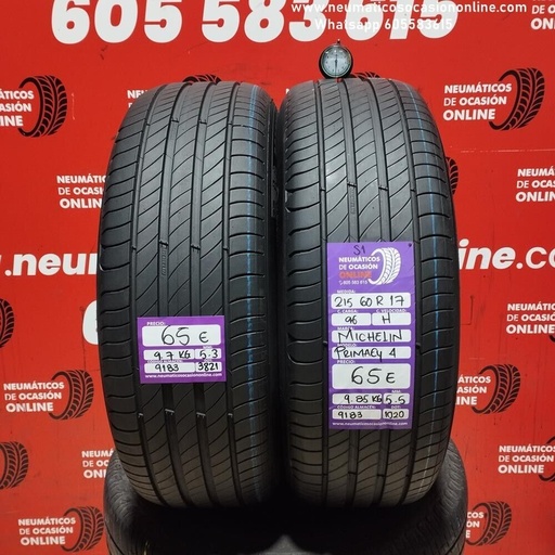 [Ref.9183] [Ref.9183] 2x 215 60 R17 96H Michelin Primacy 4 S1 5.5/5.3 mm Ref.9183